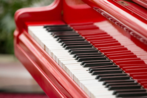 Крупним планом перегляд червоних клавіш піаніно
   - Фото, зображення