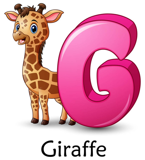 La ilustración vectorial de la letra G es para el alfabeto de dibujos animados de la jirafa
 - Vector, Imagen