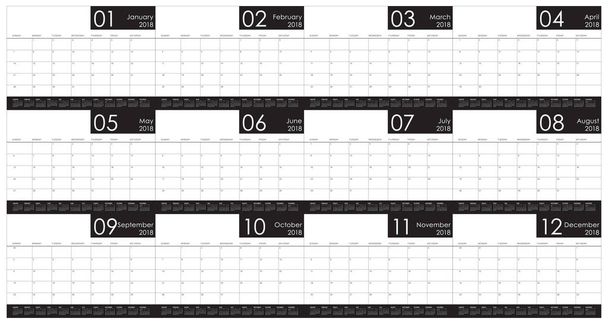 Εικονογράφηση φορέα του έτους 2018 planner ημερολόγιο - Διάνυσμα, εικόνα