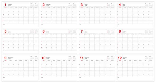 Año 2018 planificador calendario vector ilustración
 - Vector, imagen