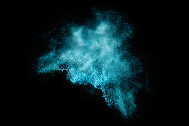 Modré částic pro odlehčení výbuchu prachu izolovány na černém - Fotografie, Obrázek