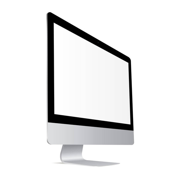 Monitor com tela em branco isolado no fundo branco - vista metade lateral
 - Vetor, Imagem