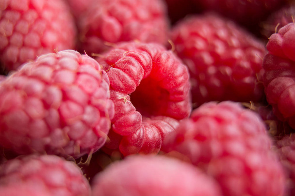 Close-up of Summer Raspberries background. Harvest Concept - Fotografie, Obrázek