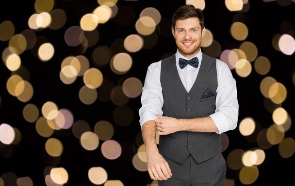 happy man in festive suit dressing for party - Photo, image