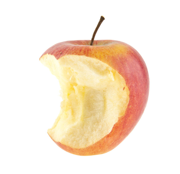 gebeten appel geïsoleerd op witte achtergrond - Foto, afbeelding