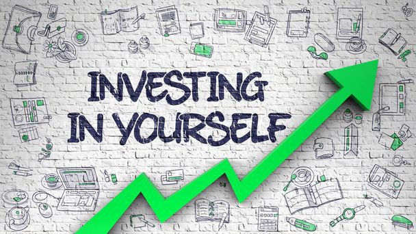 Investing In Yourself Drawn on White Brick Wall.  - Photo, Image