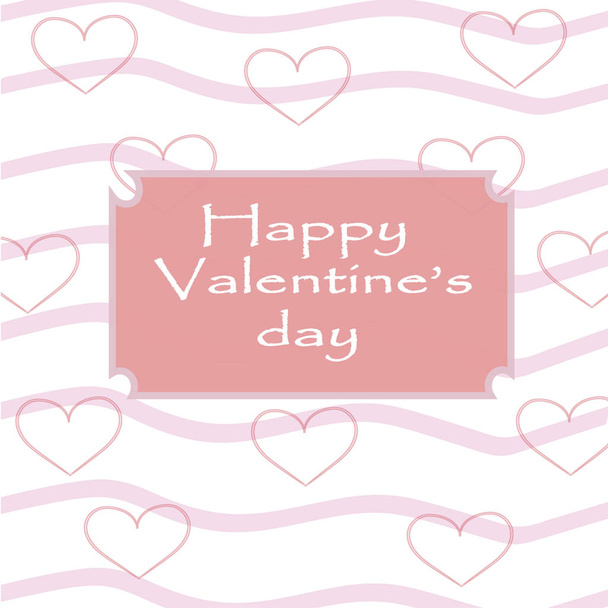 Greeting card on white background with pink hearts, logo of happy holy valentine on holiday in February, the day of Saint Valentine - Вектор, зображення