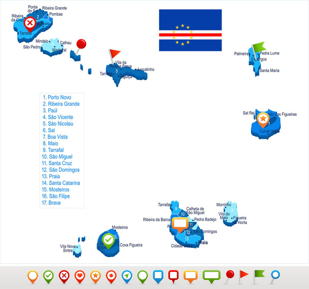 Кабо-Верде - карту і прапор - докладний Векторні ілюстрації - Вектор, зображення