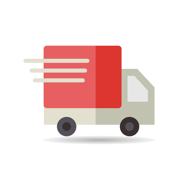 Fast shipping delivery truck flat icon - Vector, Image