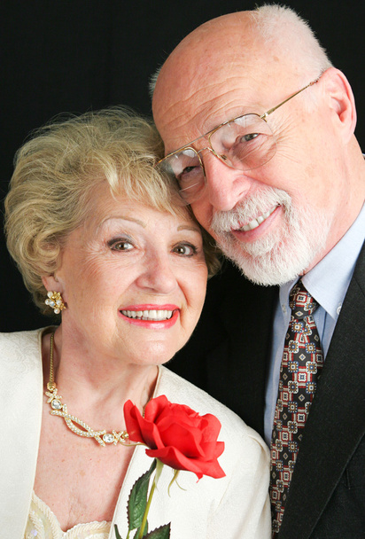 Elegant Senior Couple with Rose - Photo, Image