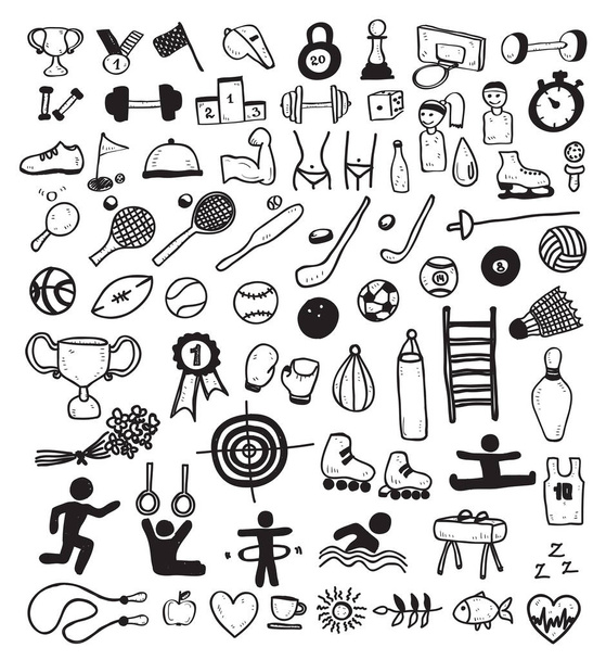 doodle Sport Icons, vector illustration  - Vetor, Imagem