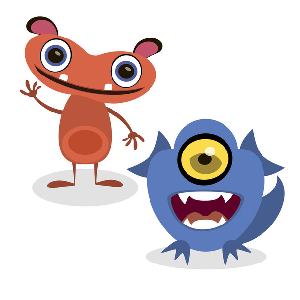 Friendly cartoon monsters. Vector illustration. - Vector, Image