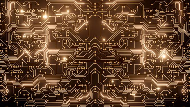 Abstract crypto backround of gold circuit - Photo, Image