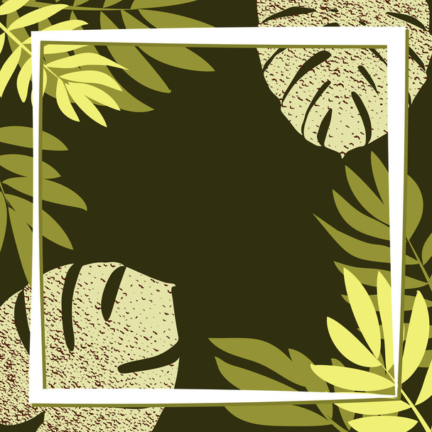 Zelené tropické listy na tmavém pozadí - Vektor, obrázek