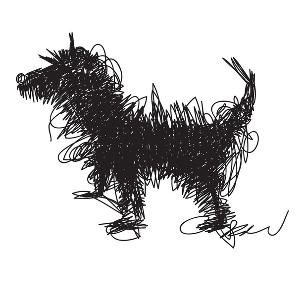 köpek bir doodle tarzda resimli. Vektör çizimi köpek 2018 - Vektör, Görsel