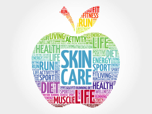 Skin care apple word cloud - Вектор,изображение