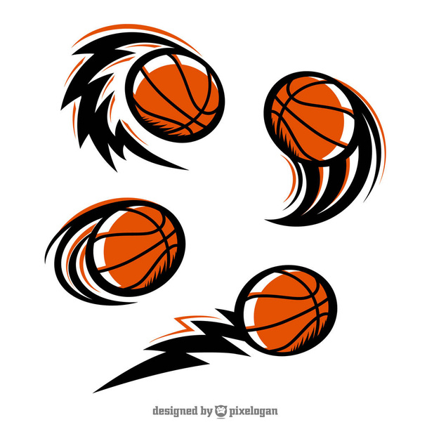 μπάσκετ swoosh σετ των 4 - Διάνυσμα, εικόνα