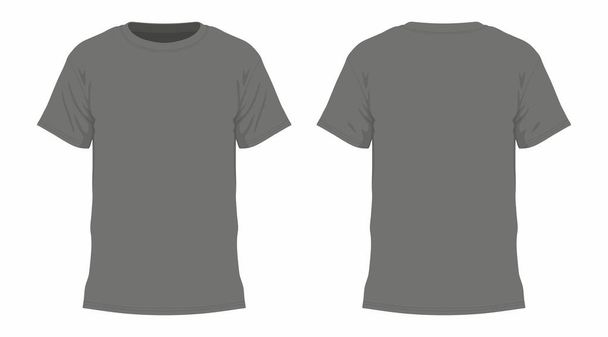Voor- en achterkant uitzicht op mannen zwart t-shirt op witte achtergrond - Vector, afbeelding