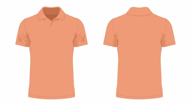 Vista frontal y trasera de la camiseta naranja de los hombres sobre fondo blanco
 - Vector, Imagen
