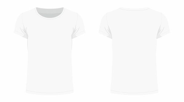 Front and back views of men's white t-shirt on white background - Vektor, kép
