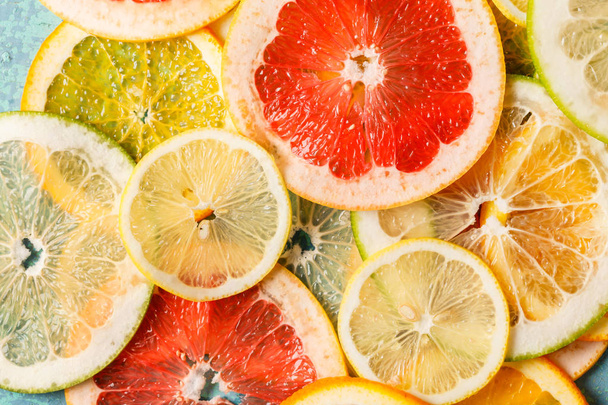 fresh juicy citrus slices close up - 写真・画像