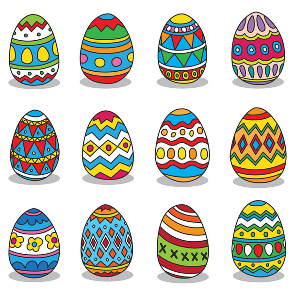 Easter Eggs vector illustration character colorful doodle icon cartoon - Vektör, Görsel