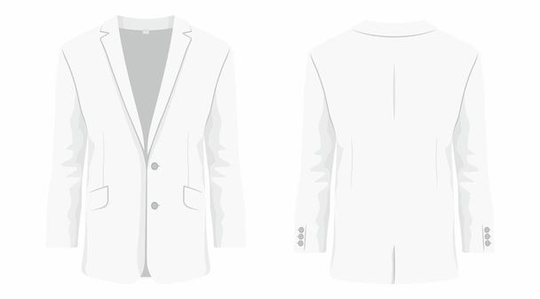 Men's white business suit. Front and back views on white background - Vector, Image