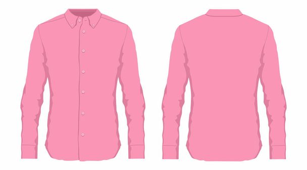 Férfi rózsaszín ing. Első és hátsó kilátással a fehér háttér - Vektor, kép