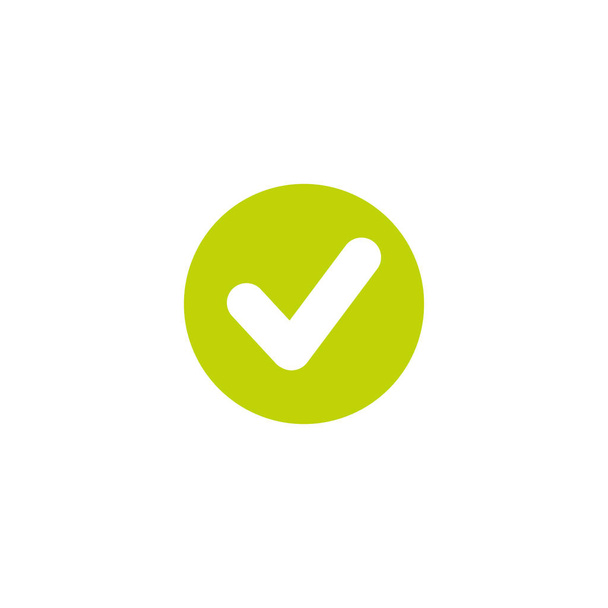 Valid Seal icon. Green tick. Flat OK sticker icon. Isolated on white. Accept button. - Vector, Image