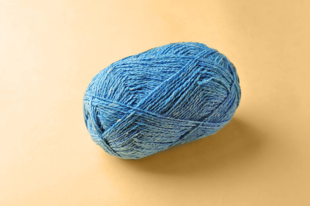 Blue knitting thread on light background - Фото, зображення