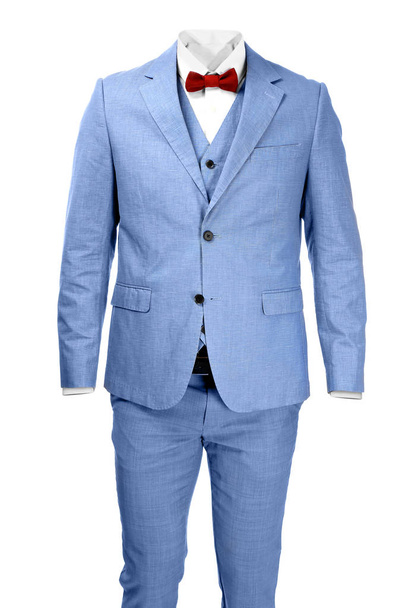 Stylish blue suit isolated on white - Photo, Image