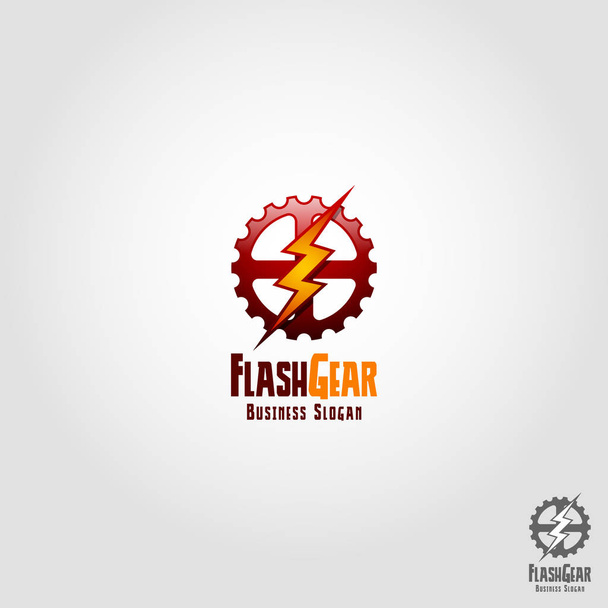Flash-Gear - Auto snelheid Service Logo sjabloon - Vector, afbeelding