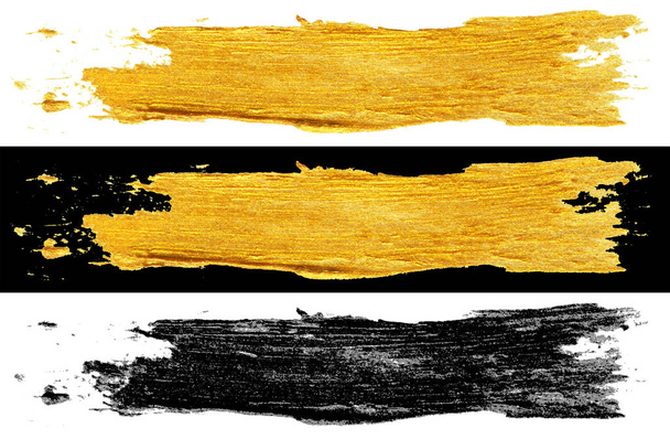 χέρι, χρυσό και μαύρο χρώμα βαφής επιχρίσματος λεκέ εγκεφαλικά επεισόδια - Φωτογραφία, εικόνα