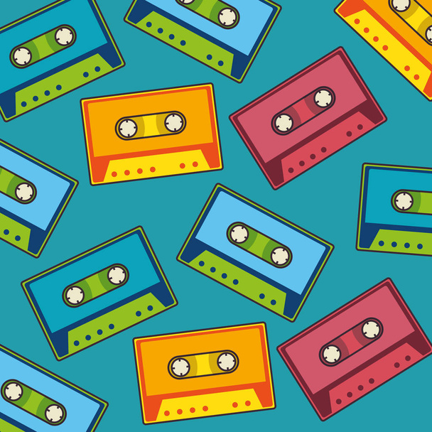 cassette music retro pop art pattern - Vektor, Bild
