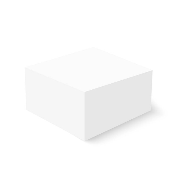 White cardboard box template with soft shadow. Vector mock up. - Vector, Image