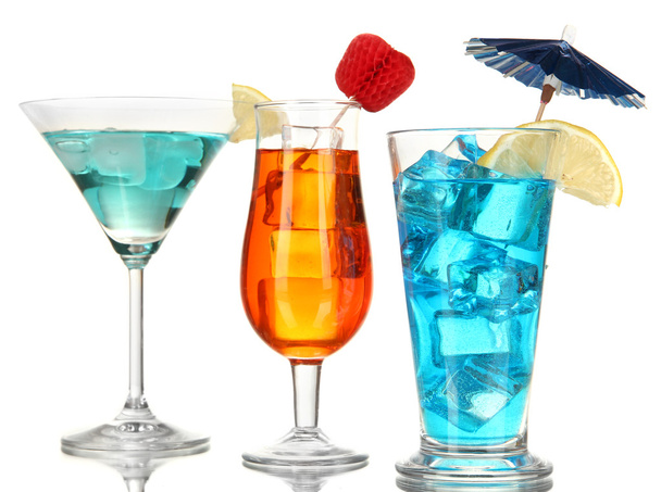 Alcoholic cocktails with ice isolated on white - Photo, Image