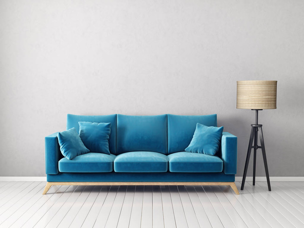 Modern minimalistic living room with armchair. Scandinavian interior design furniture.  - Fotó, kép