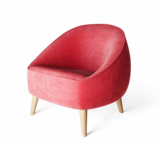 Red armchair isolated on white. - Φωτογραφία, εικόνα