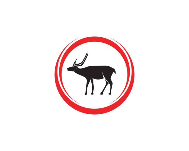 頭鹿の動物のロゴ黒シルエットのアイコン - ベクター画像