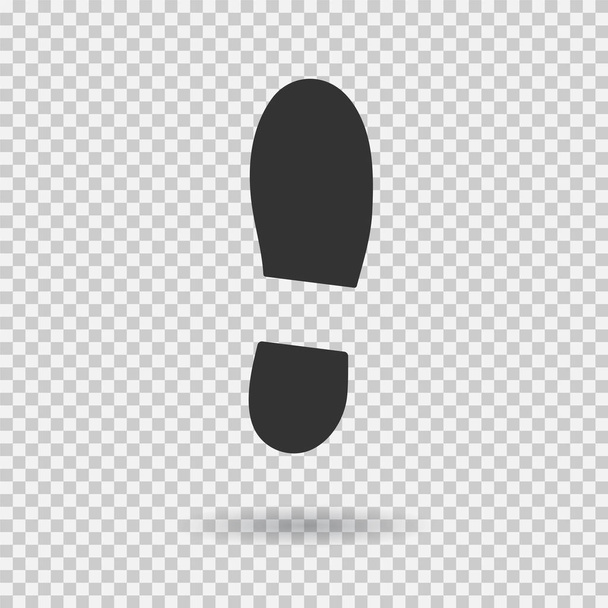 Fußabdruck-Ikone. Vektorschuhe. flachen Stil. schwarze Silhouette. Illustration mit Schatten - Vektor, Bild