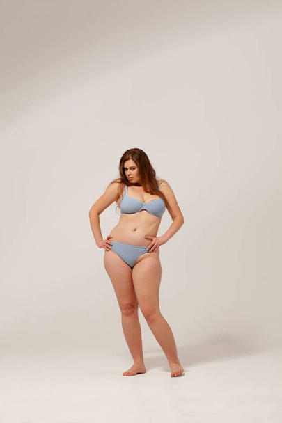 Plus size fashion model in underwear - Фото, изображение