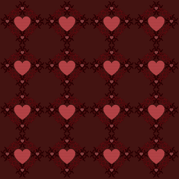 Dark red hearts pattern - Vetor, Imagem