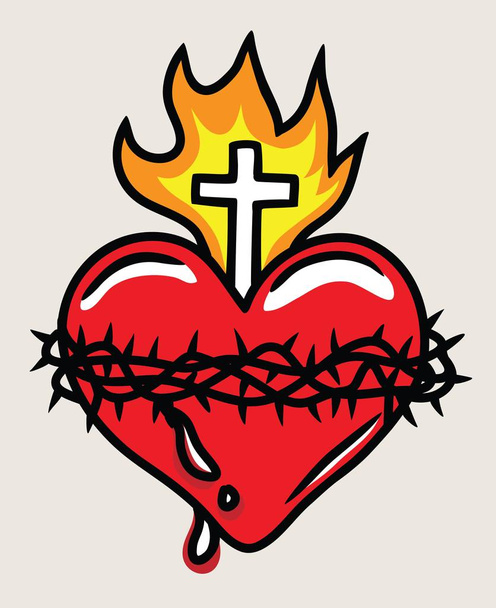 Ilustración del Sagrado Corazón de Jesús, diseño de vectores de arte
  - Vector, imagen