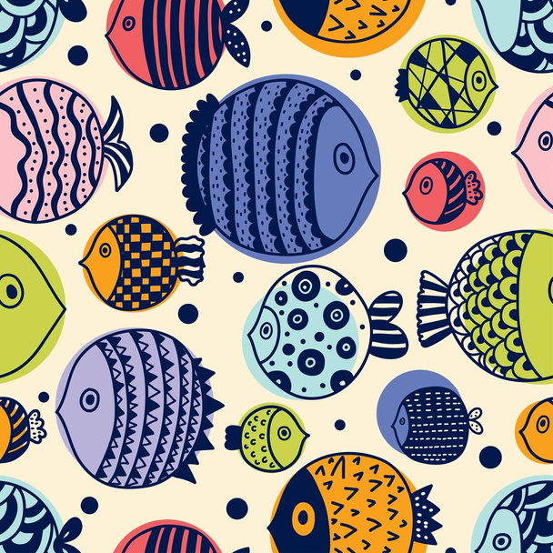 Cute fish.  Kids background. Seamless pattern. - Vektor, obrázek