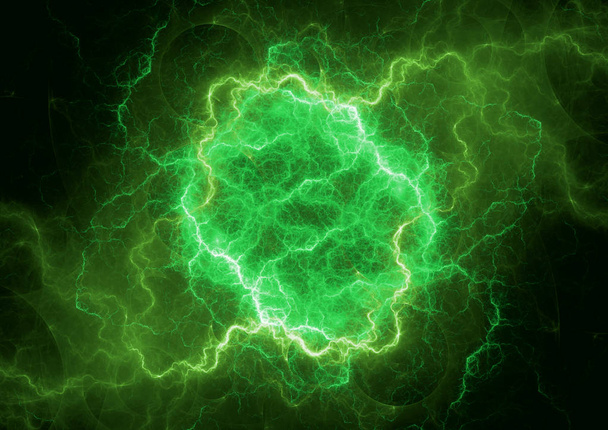 Зеленая плазменная молния, электрическая буря абстрактная
 - Фото, изображение