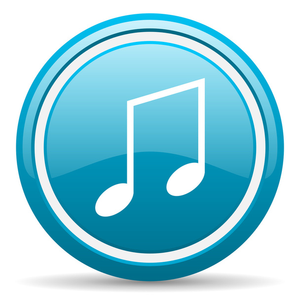 music blue glossy icon on white background - Fotó, kép