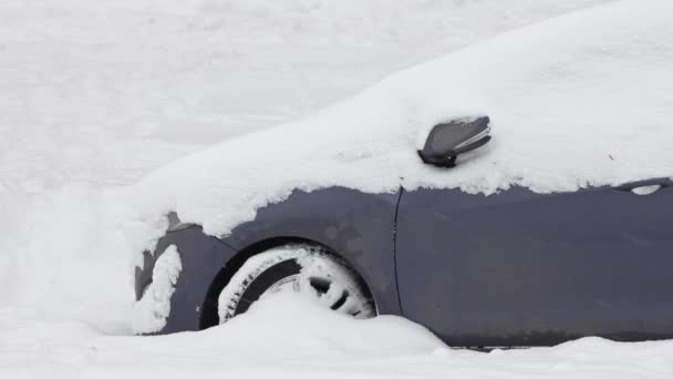 coche está cubierto de invierno de nieve
 - Metraje, vídeo