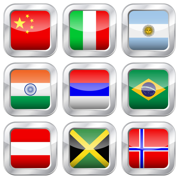 metal square national flags 2 - Vector, Image