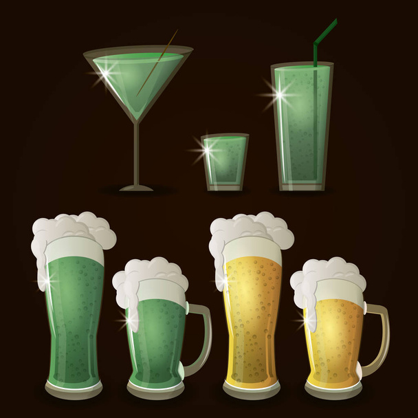 Patricks día cervezas y bebidas
 - Vector, Imagen