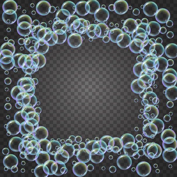 Schuim van de shampoo met kleurrijke realistische bubbels - Vector, afbeelding